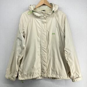 HELLY HANSEN Jacket Womens XL HELLY TECH Raincoat Hoodie Beige
